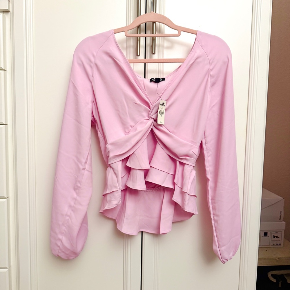 Express Pink Ruffled Blouse
